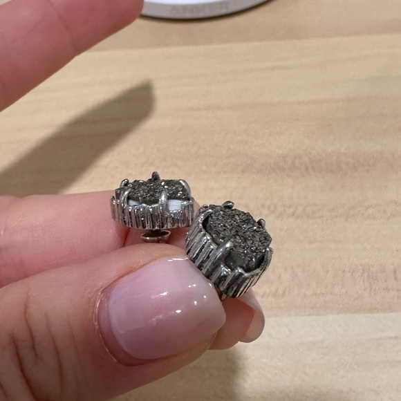 Kendra Scott Tessa Drusy Earrings Platinum Silver Stud Earrings Jewel Small Nice - Picture 10 of 11